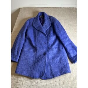 Women's Vtg Size 10 P Loring Super Soft Periwinkle Mohair Wool Coat Made In USA